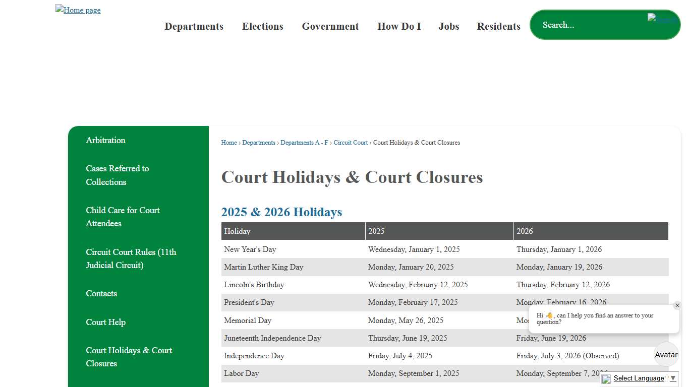 Court Holidays & Court Closures McLean County, IL - Official Website