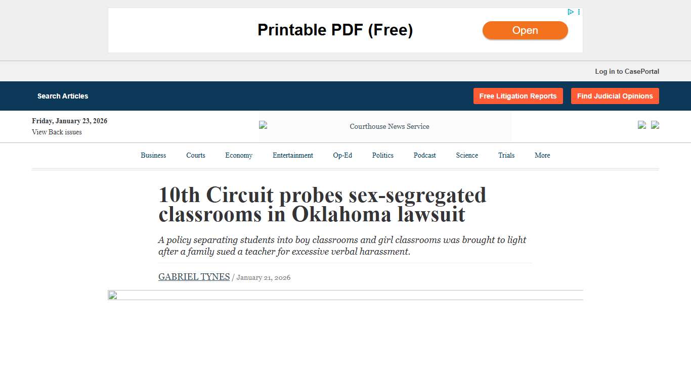 10th Circuit probes sex-segregated classrooms in Oklahoma lawsuit Courthouse News Service